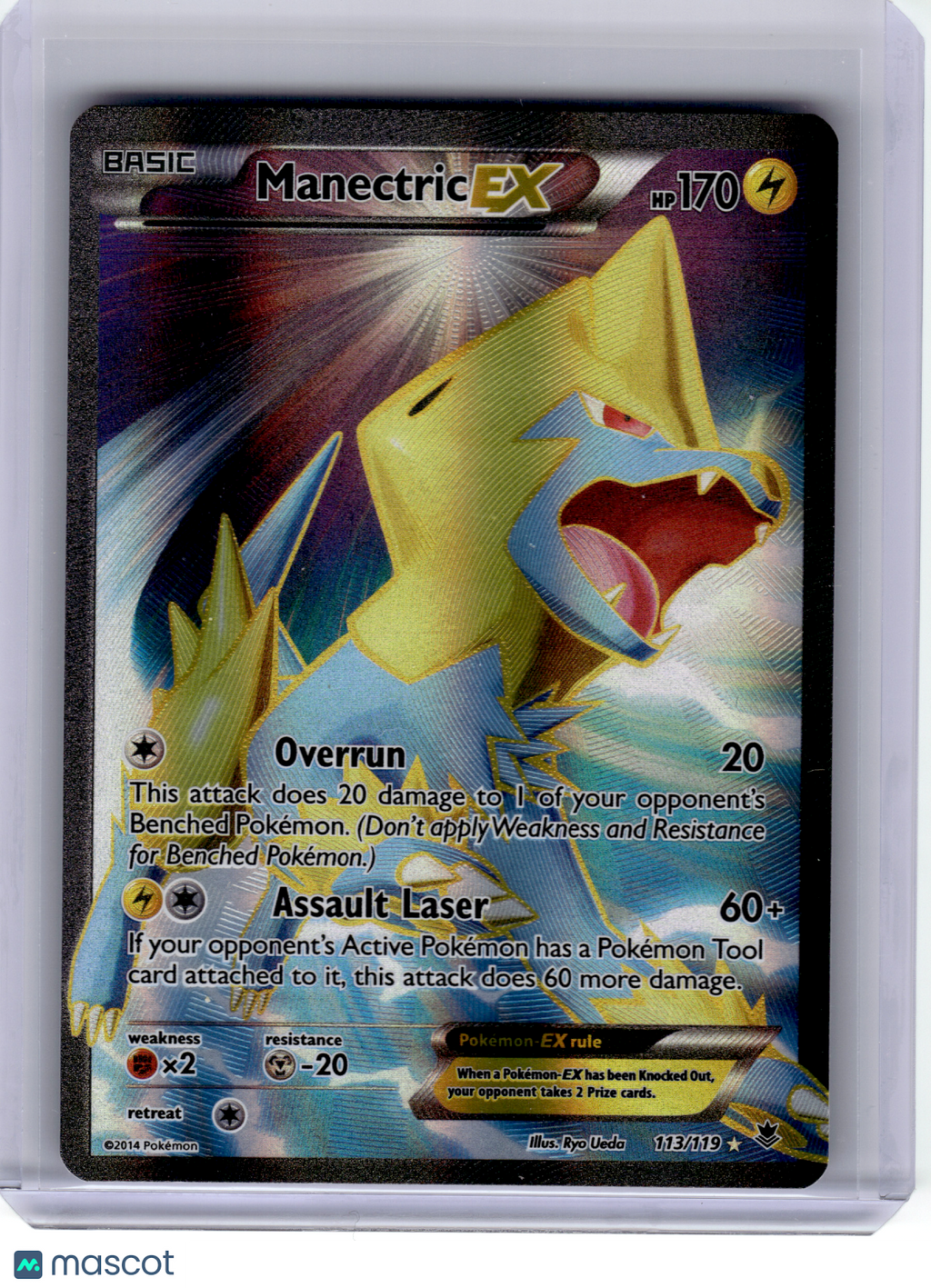 2014 Pokemon—Manectric EX #113 Phantom Forces—Ultra Rare Holo (Full Art) [LP]