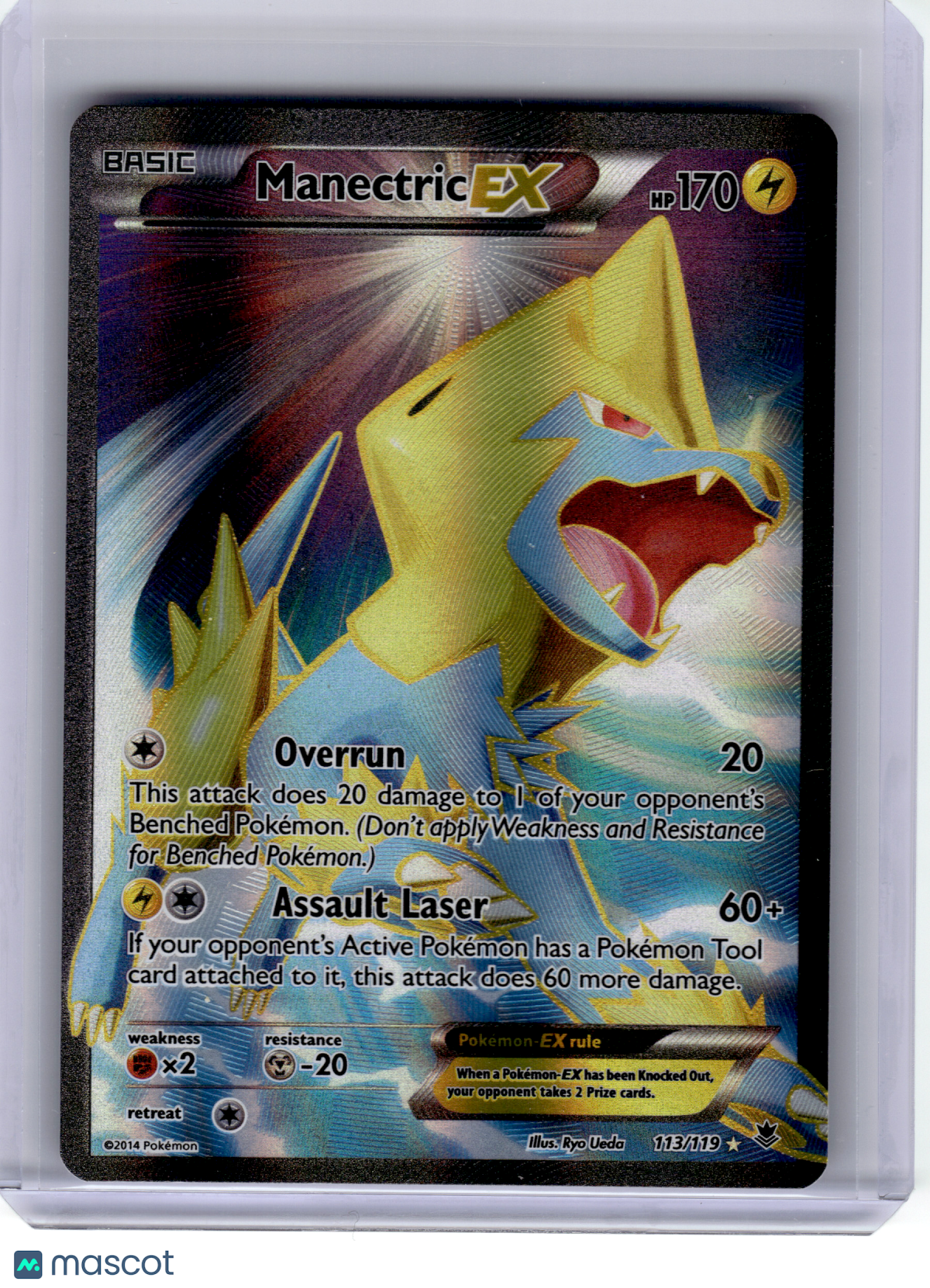 2014 Pokemon—Manectric EX #113 Phantom Forces—Ultra Rare Holo (Full Art) [LP]