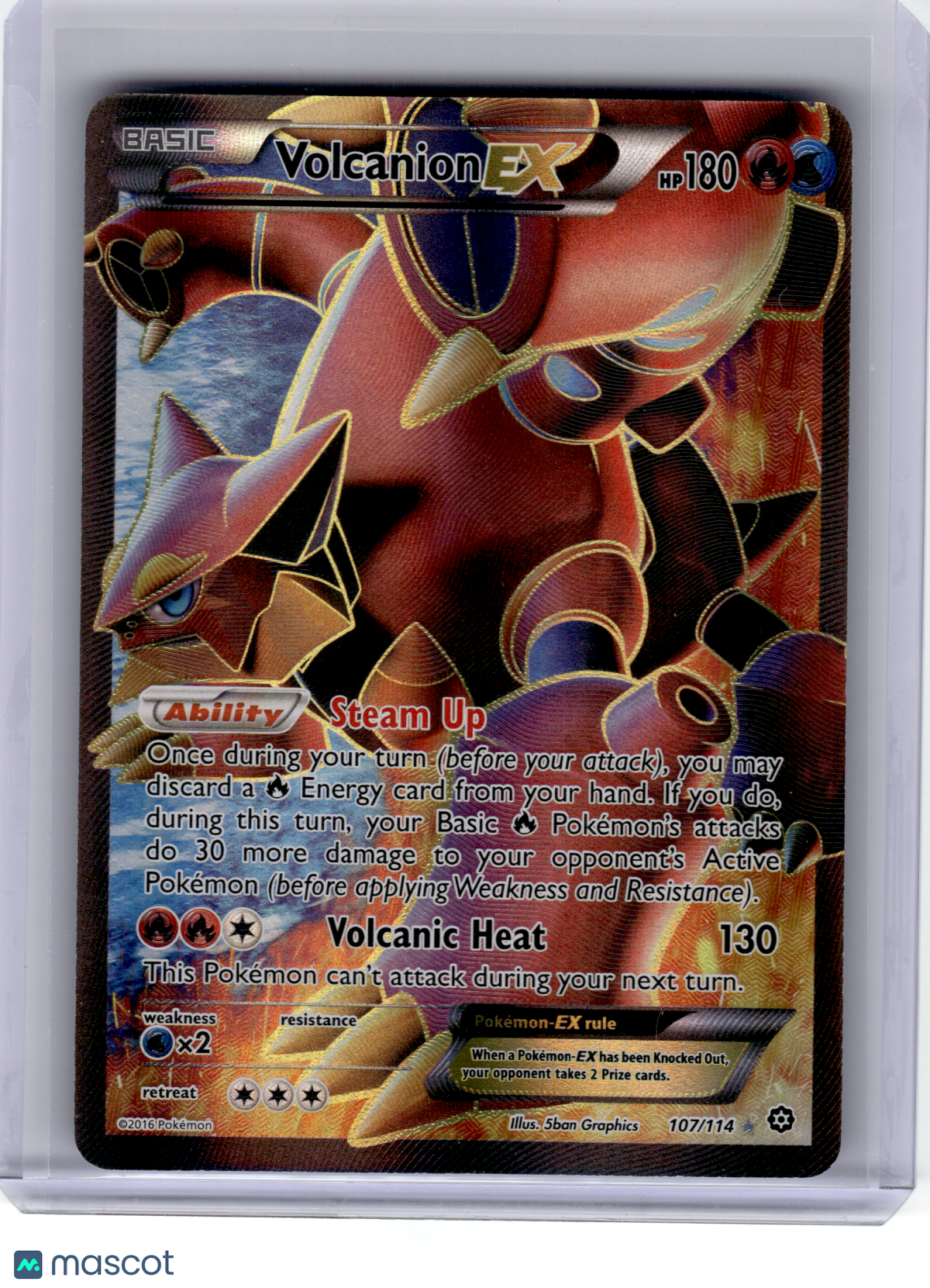 2016 Pokemon—Volcanion EX #107 Steam Siege—Ultra Rare Holo (Full Art) [LP]