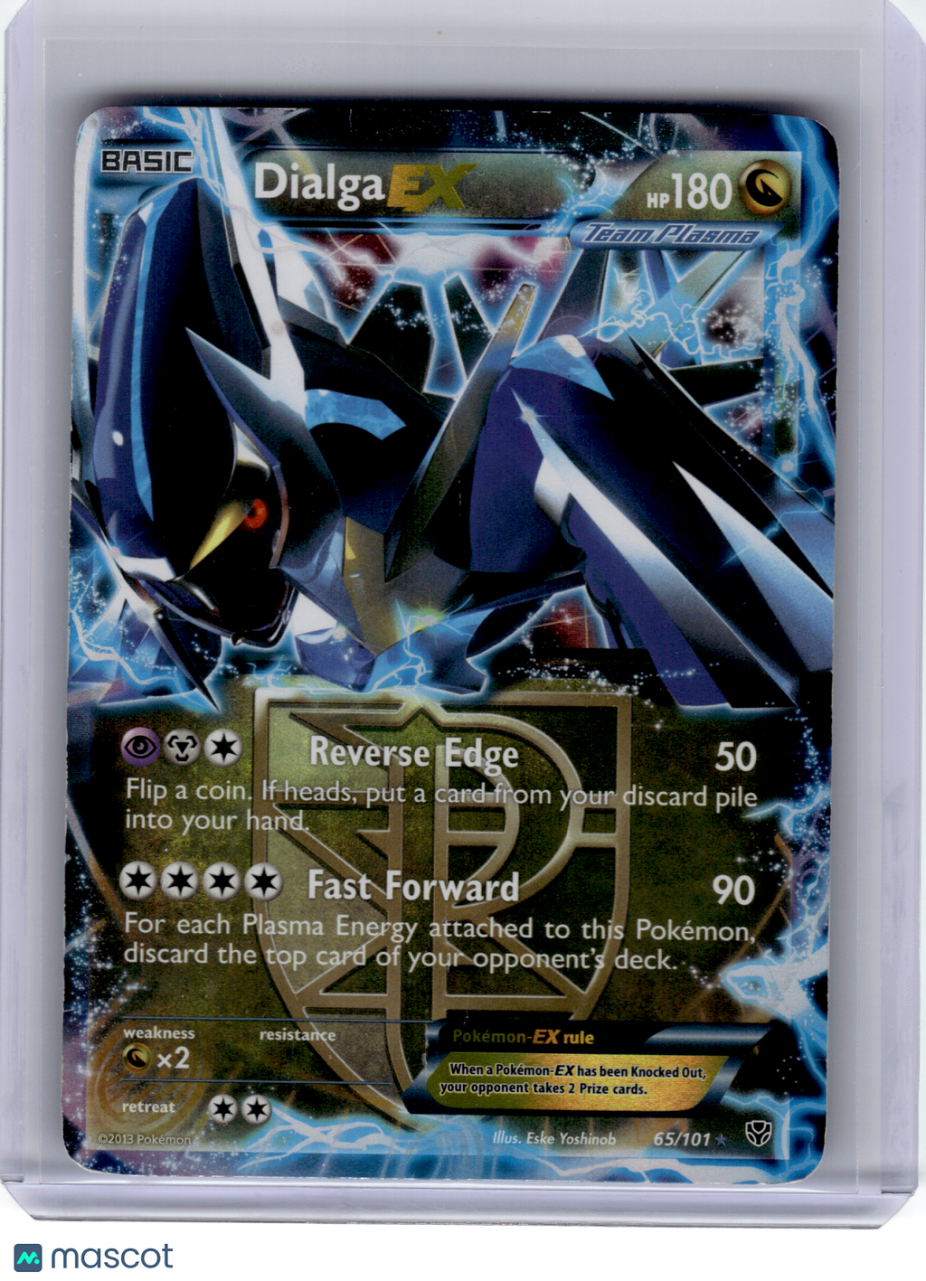2013 Pokemon—Dialga EX #65 Plasma Blast—Ultra Rare Holo [Damaged]