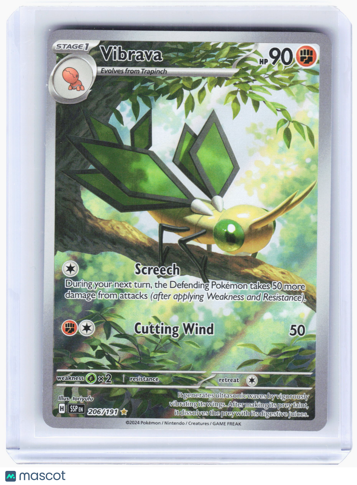 2024 Pokemon—Vibrava #206/191 Surging Sparks—Illustration Rare Holo