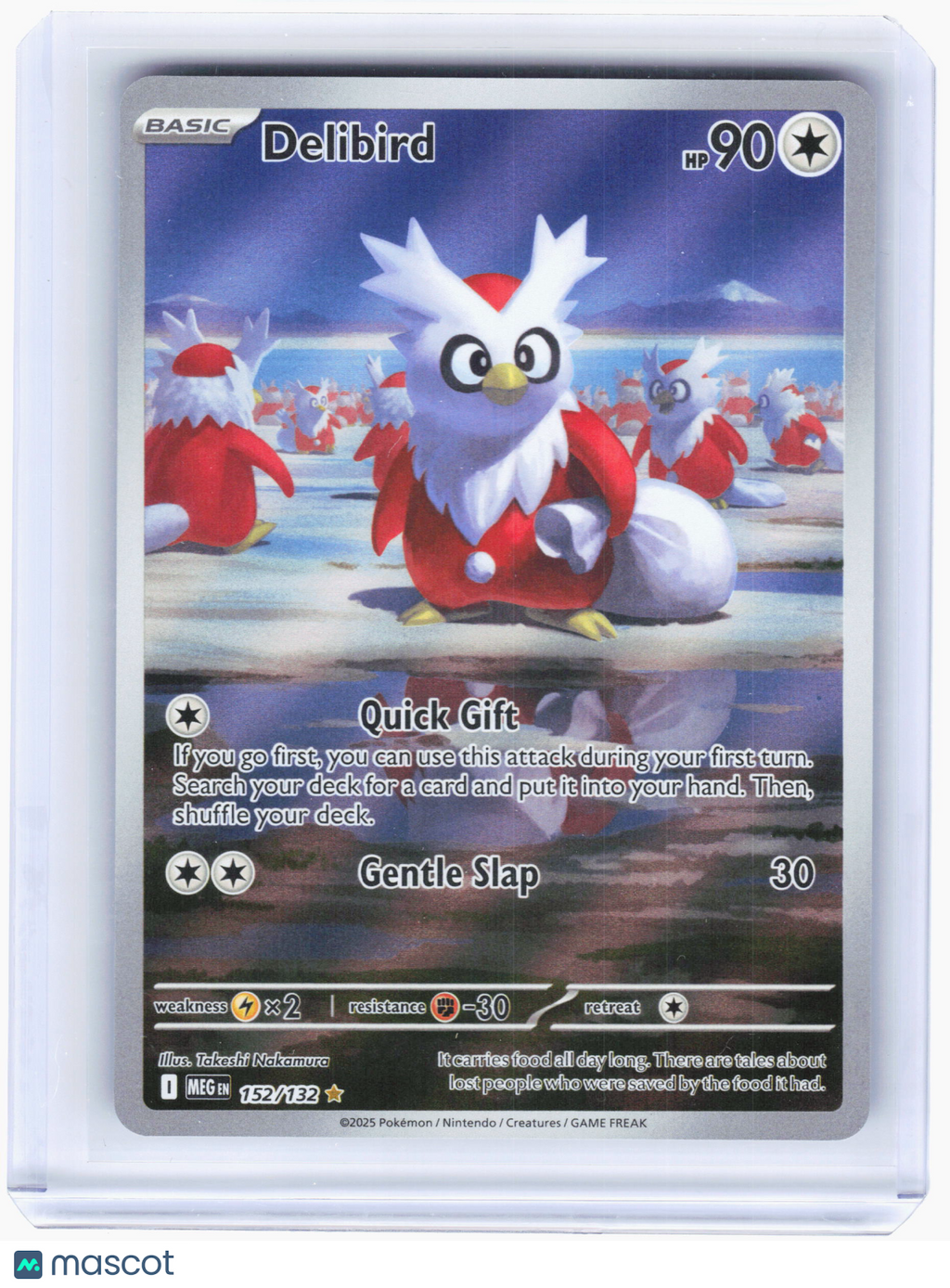 2025 Pokemon—Delibird #152/132 Mega Evolution—lllustration Rare Holo