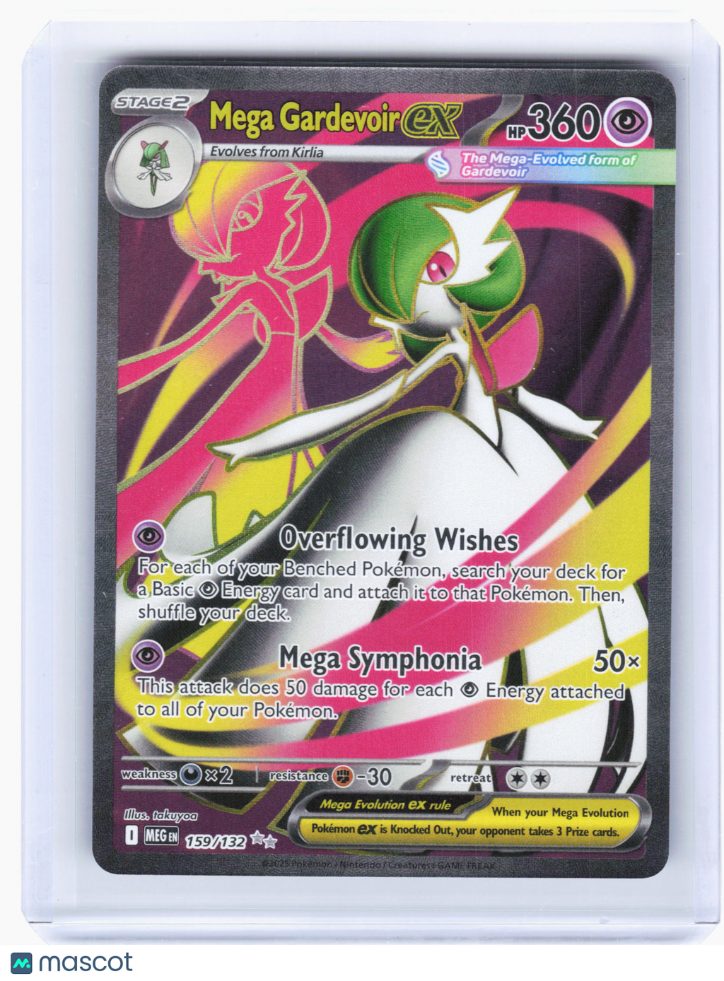 2025 Pokemon—Mega Gardevoir EX #159/132 Mega Evolution—Ultra Rare Holo