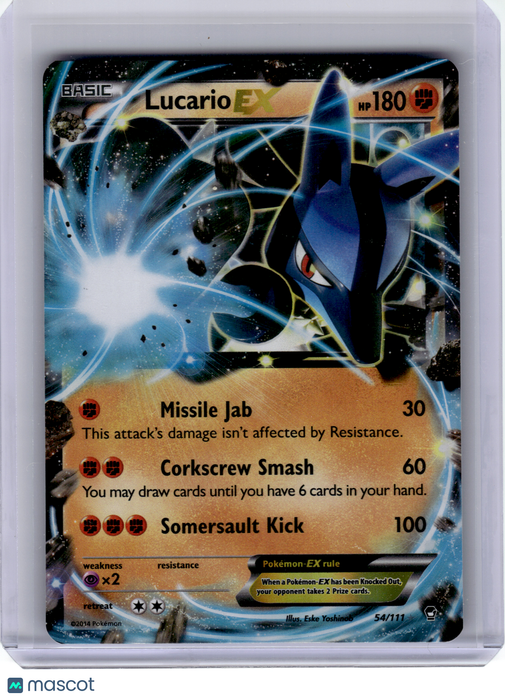 2014 Pokemon—Lucario EX #54 Furious Fists—Ultra Rare Holo [Heavily Played]