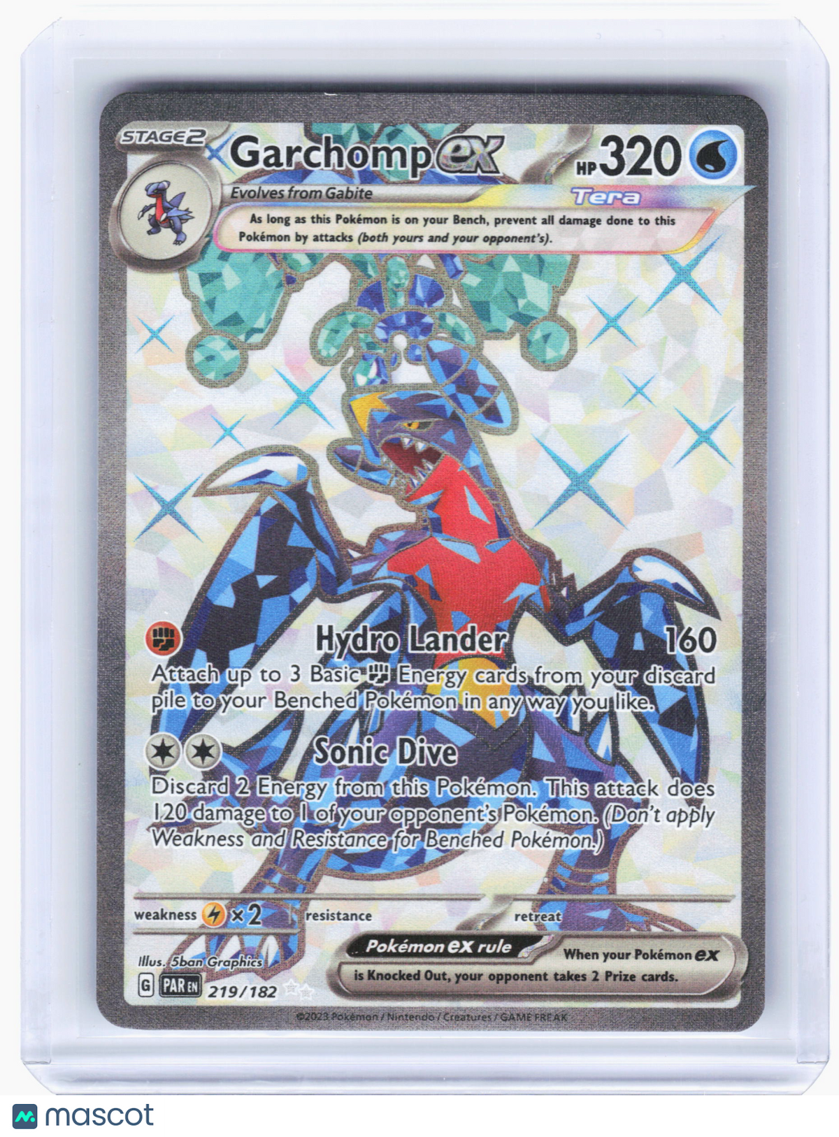 2023 Pokemon—Garchomp EX #219/182 Paradox Rift—Ultra Rare Holo