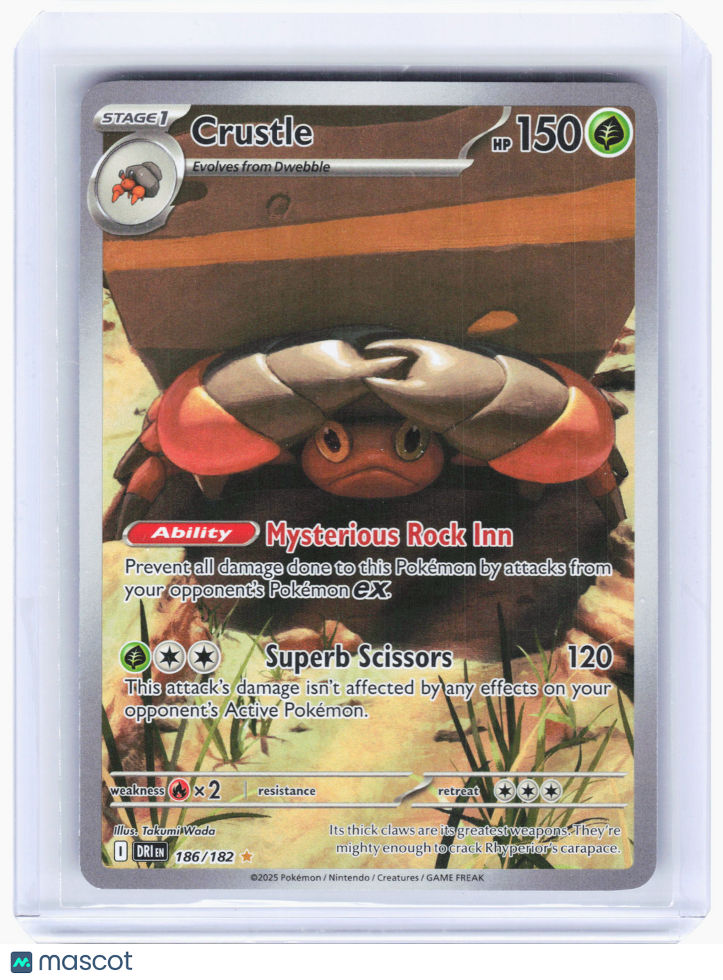 2025 Pokemon—Crustle #186/182 Destined Rivals—Illustration Rare Holo