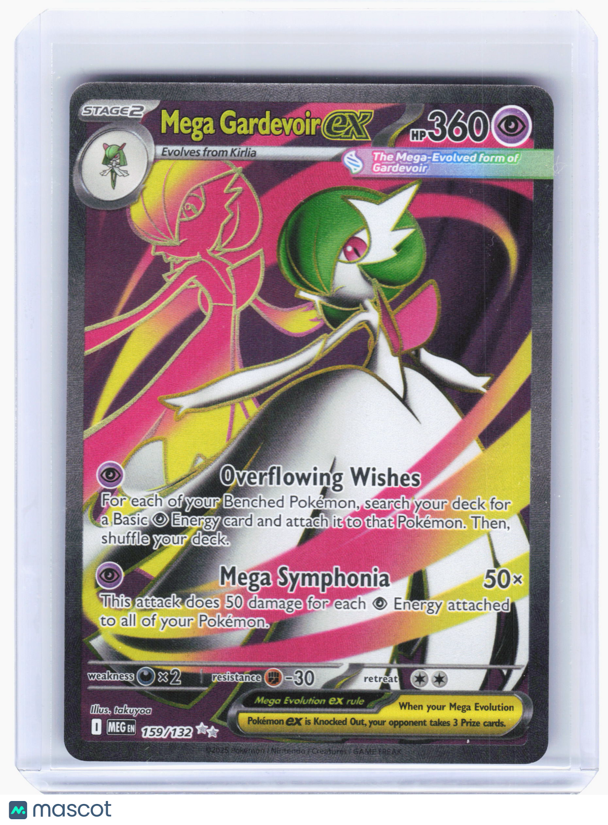 2025 Pokemon—Mega Gardevoir EX #159/132 Mega Evolution—Ultra Rare Holo