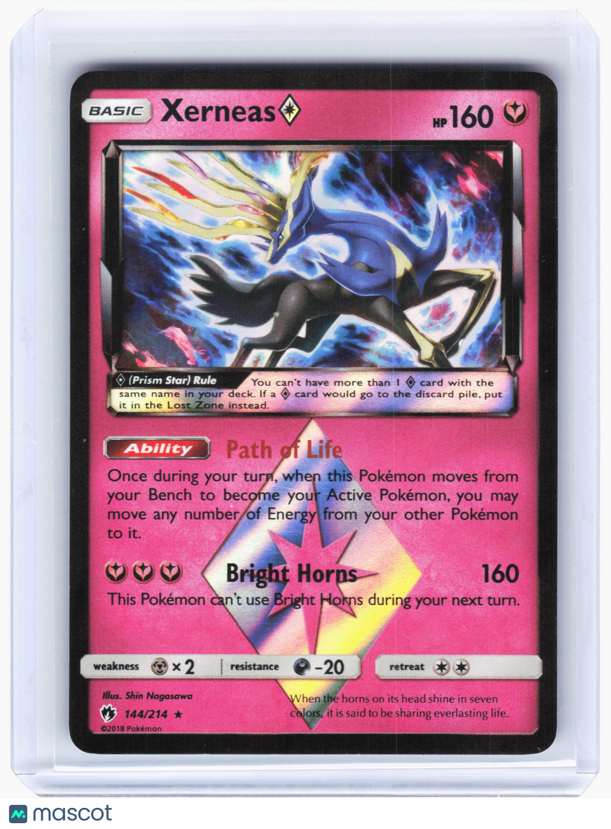 2018 Pokemon—Xerneas #144/214 Lost Thunder—Prism Rare Holo