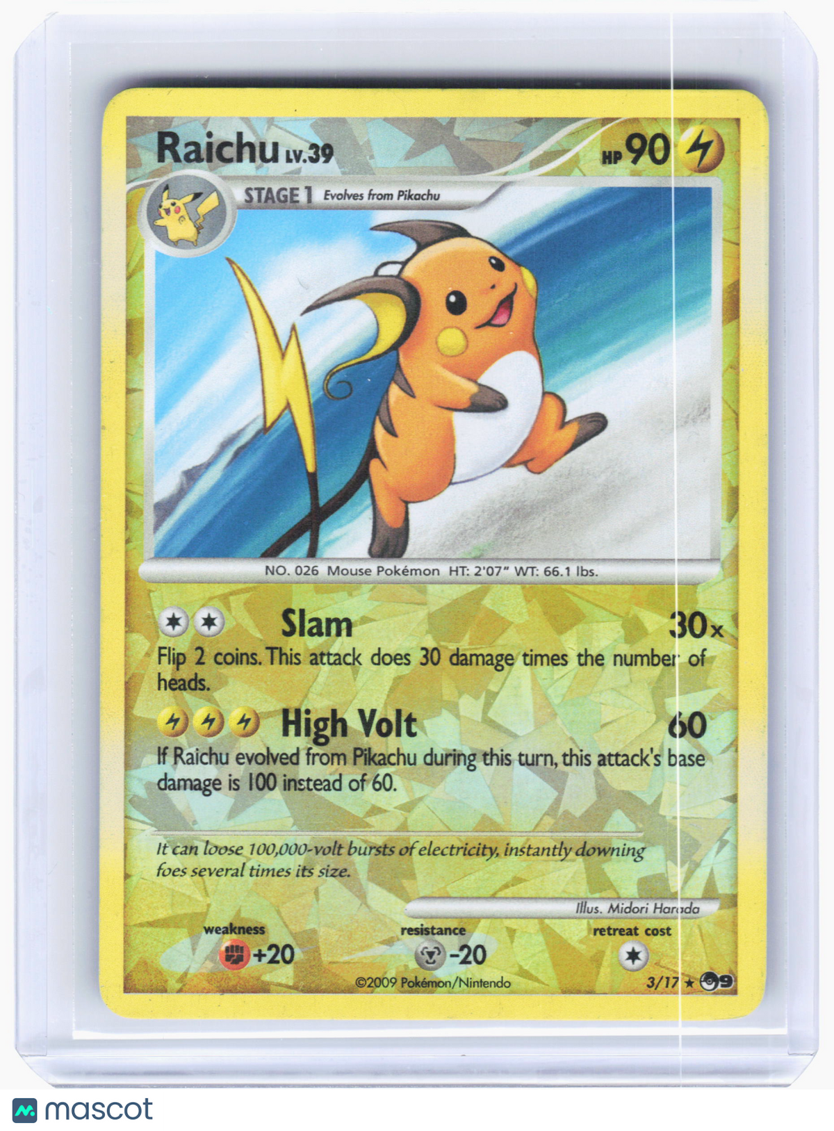 2009 Pokemon—Raichu #3/17 POP Series 9—Rare Reverse Holo