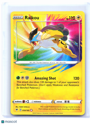 2020 Pokemon—Raikou #050/185 Vivid Voltage—Amazing Rare Holo