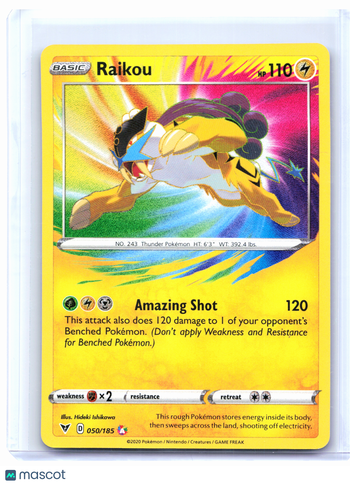 2020 Pokemon—Raikou #050/185 Vivid Voltage—Amazing Rare Holo