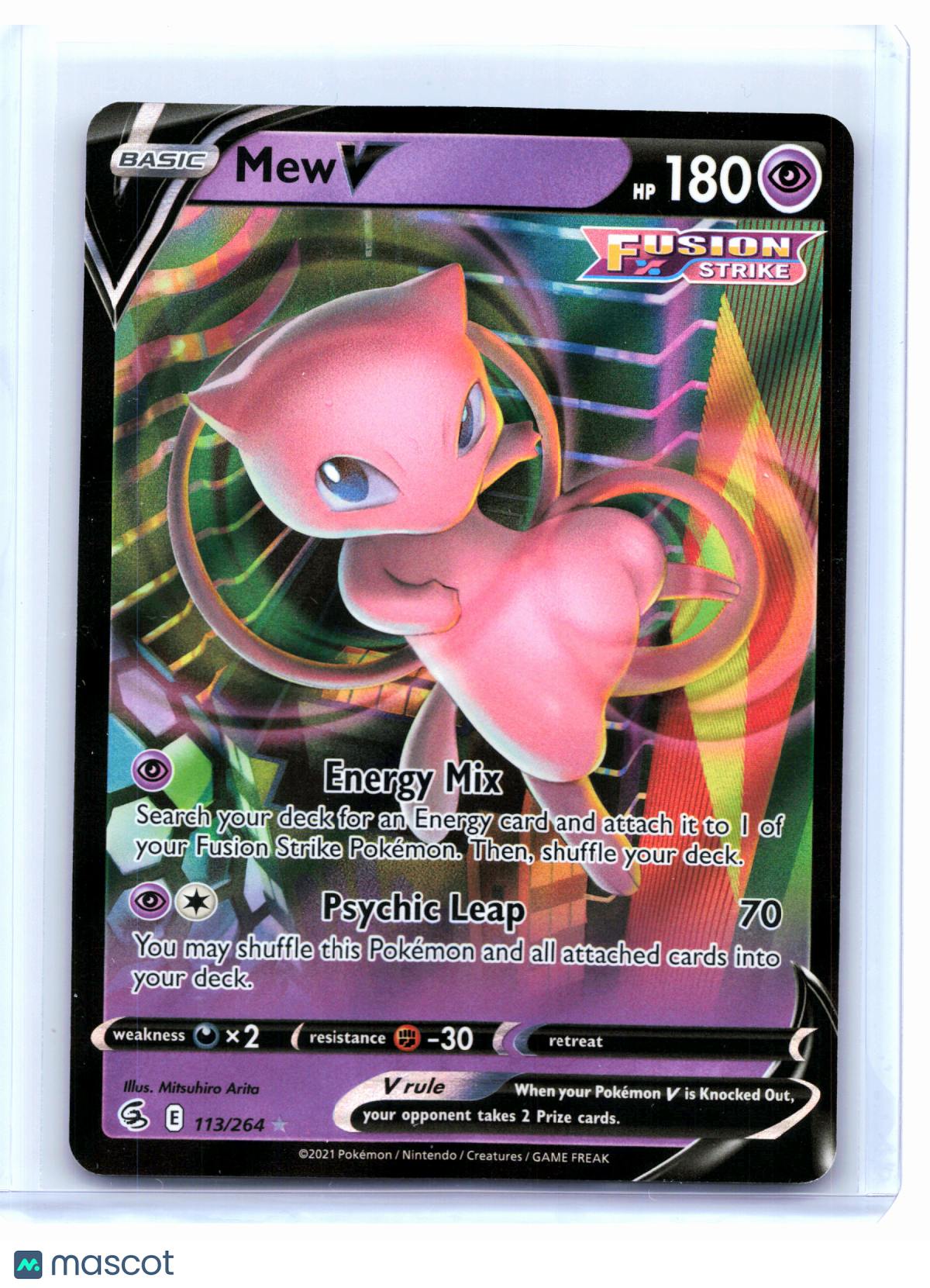 2021 Pokemon—Mew V #113/264 Fusion Strike—Ultra Rare Holo