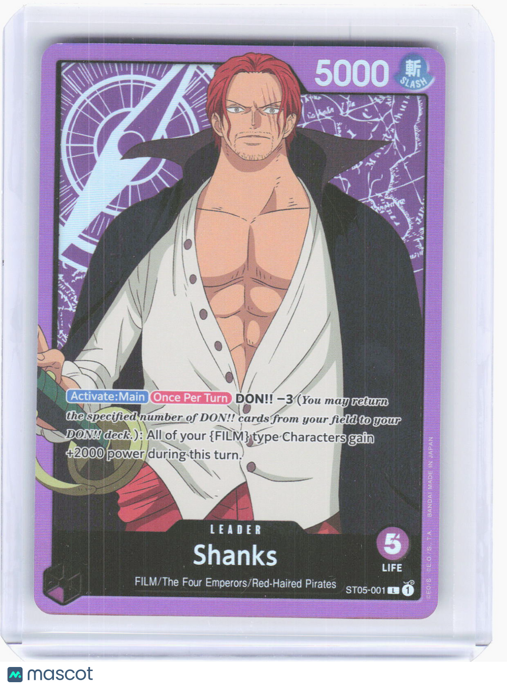 2022 One Piece Card Game—Shanks #ST05-001 Starter Deck 5: Film Edition—Leader
