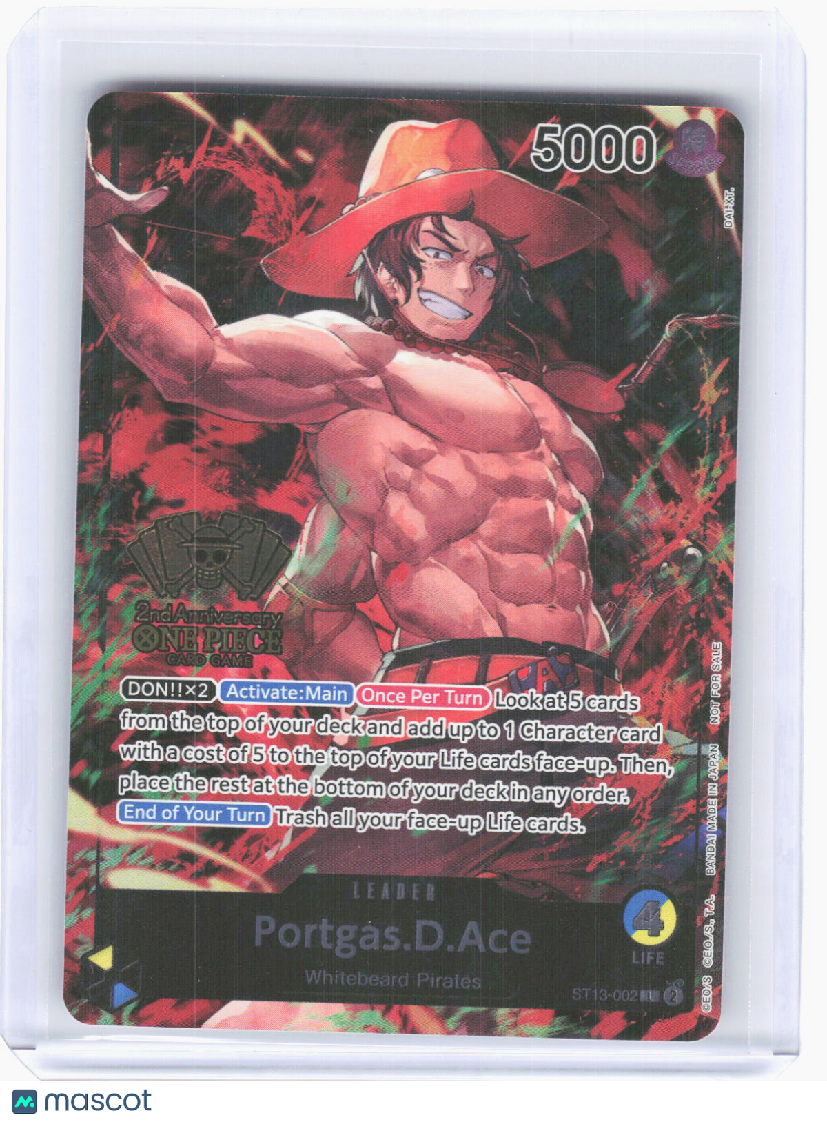 2024 One Piece CCG—Portgas.D.Ace (2nd Anniversary) #ST13-002OP-PR —Leader Foil