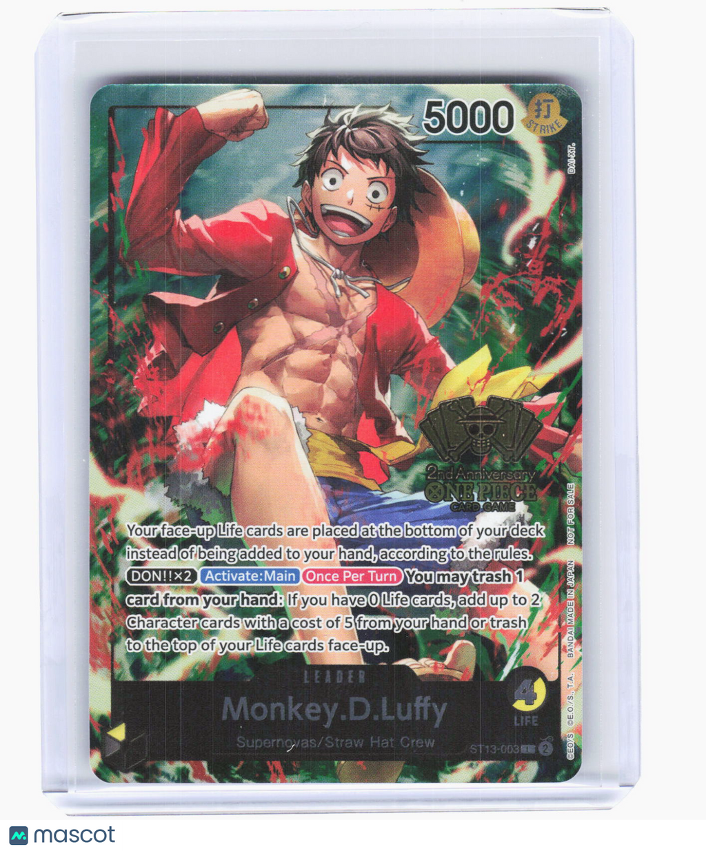 2024 One Piece CCG—Monkey.D.Luffy (2nd Anniversary) #ST13-003 OP-PR —Leader