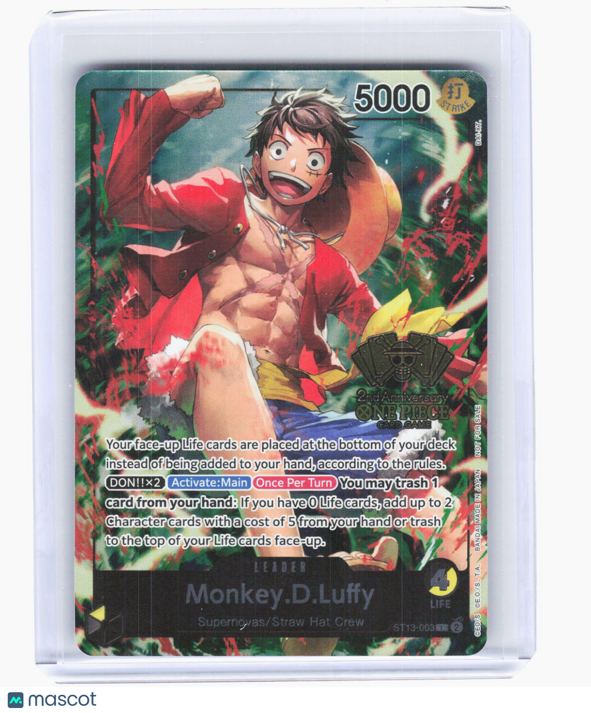2024 One Piece CCG—Monkey.D.Luffy (2nd Anniversary) #ST13-003 OP-PR —Leader