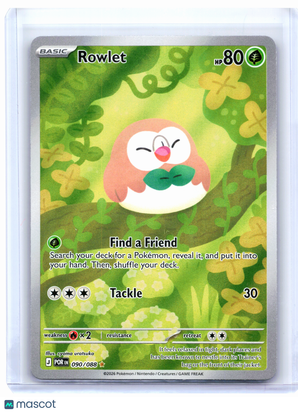 2026 Pokemon—Rowlet #090/088 Perfect Order—Illustration Rare Holo