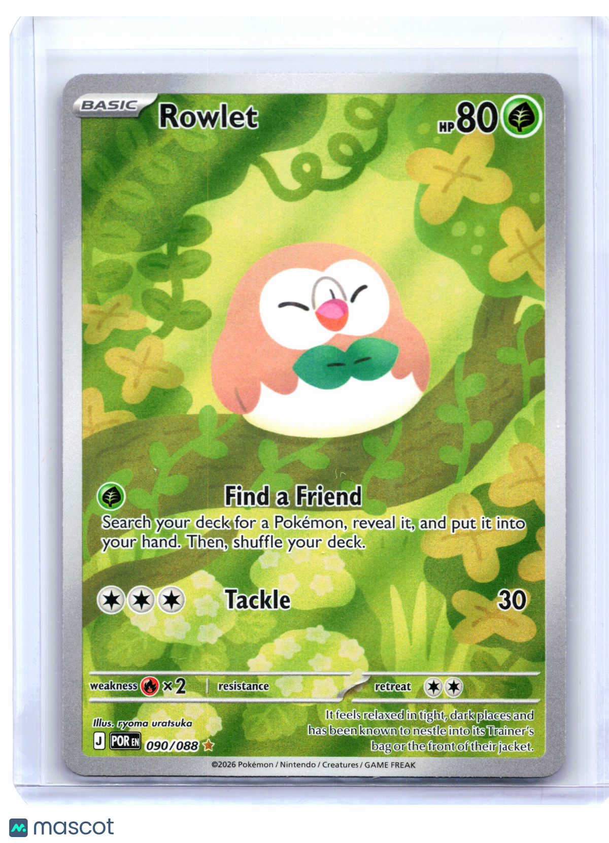 2026 Pokemon—Rowlet #090/088 Perfect Order—Illustration Rare Holo