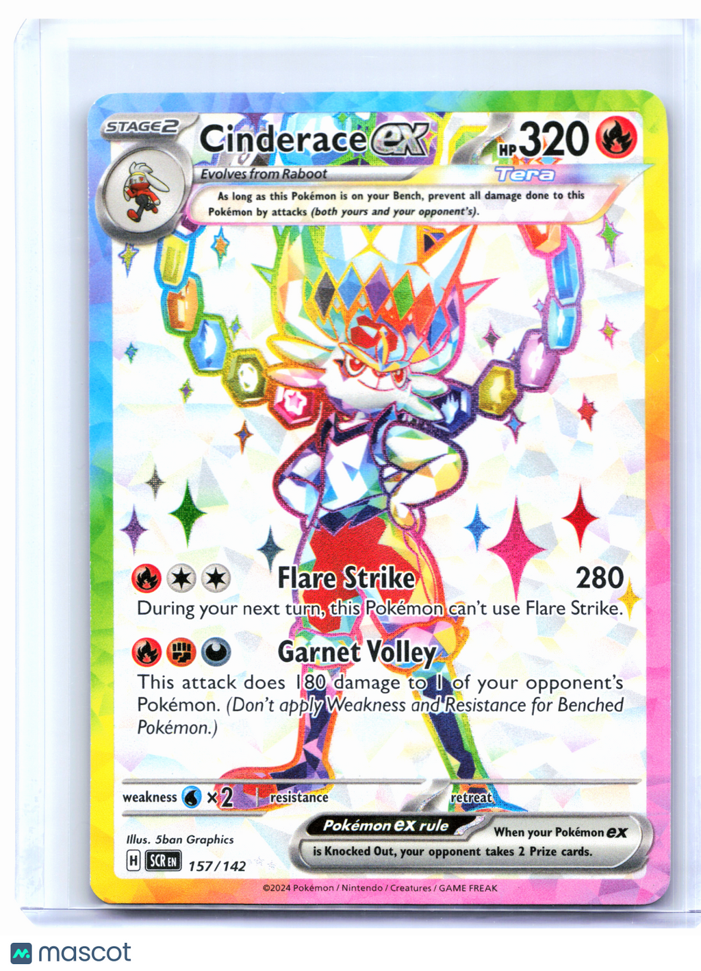 2024 Pokemon—Cinderace ex #157/142 Stellar Crown—Ultra Rare Holo