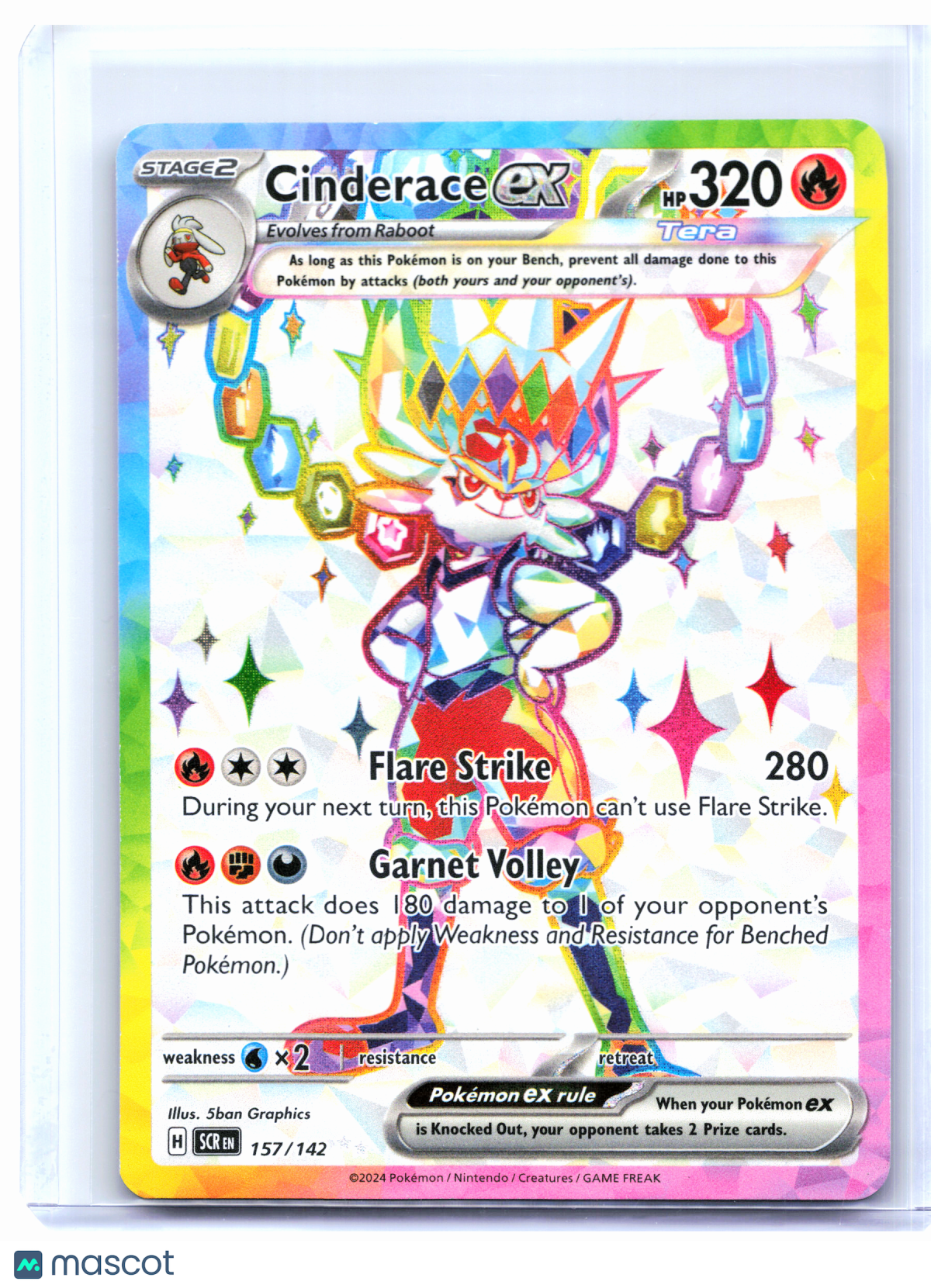 2024 Pokemon—Cinderace ex #157/142 Stellar Crown—Ultra Rare Holo