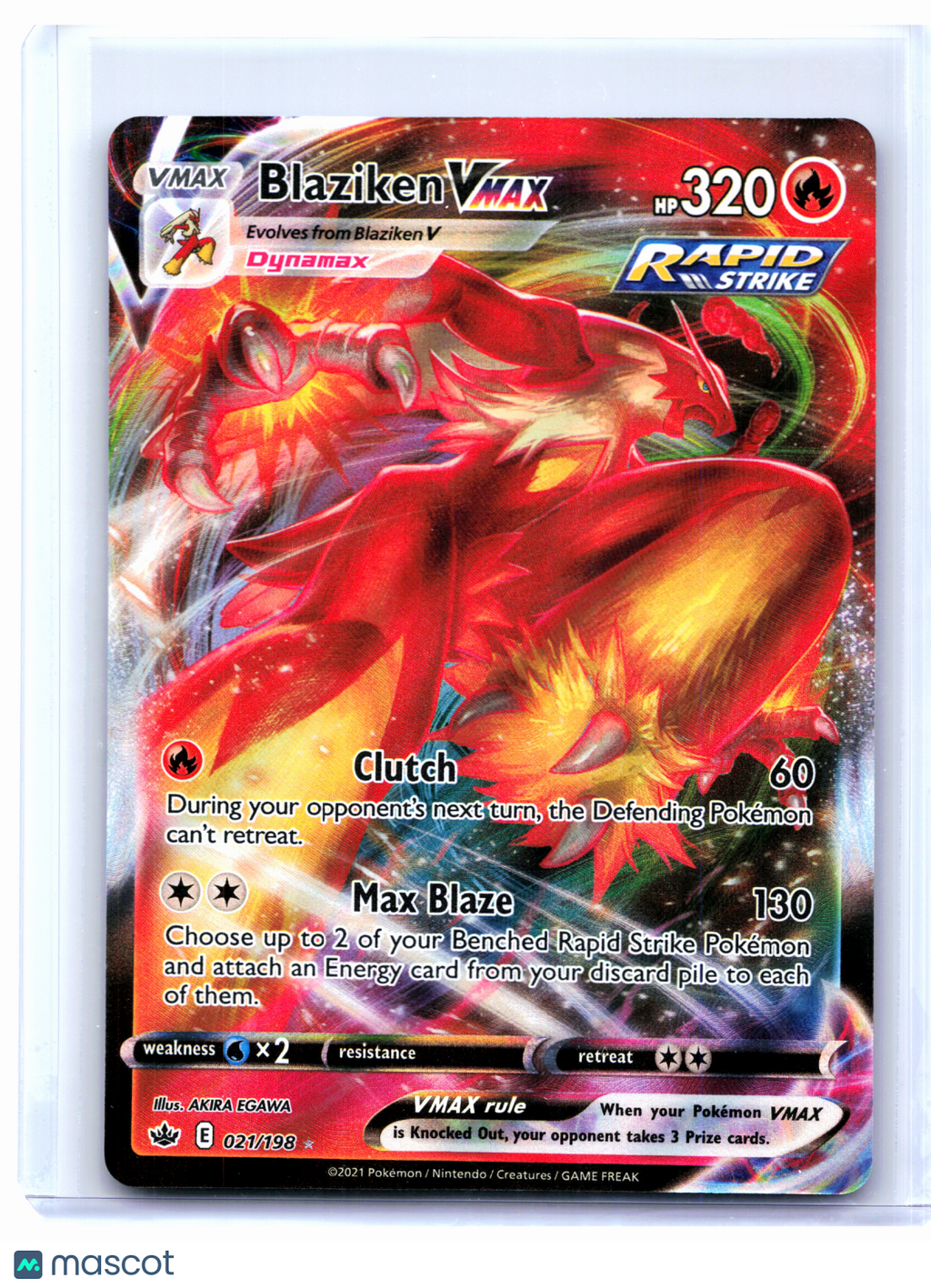 2021 Pokemon—Blaziken VMAX #021/198 Chilling Reign—Ultra Rare Holo