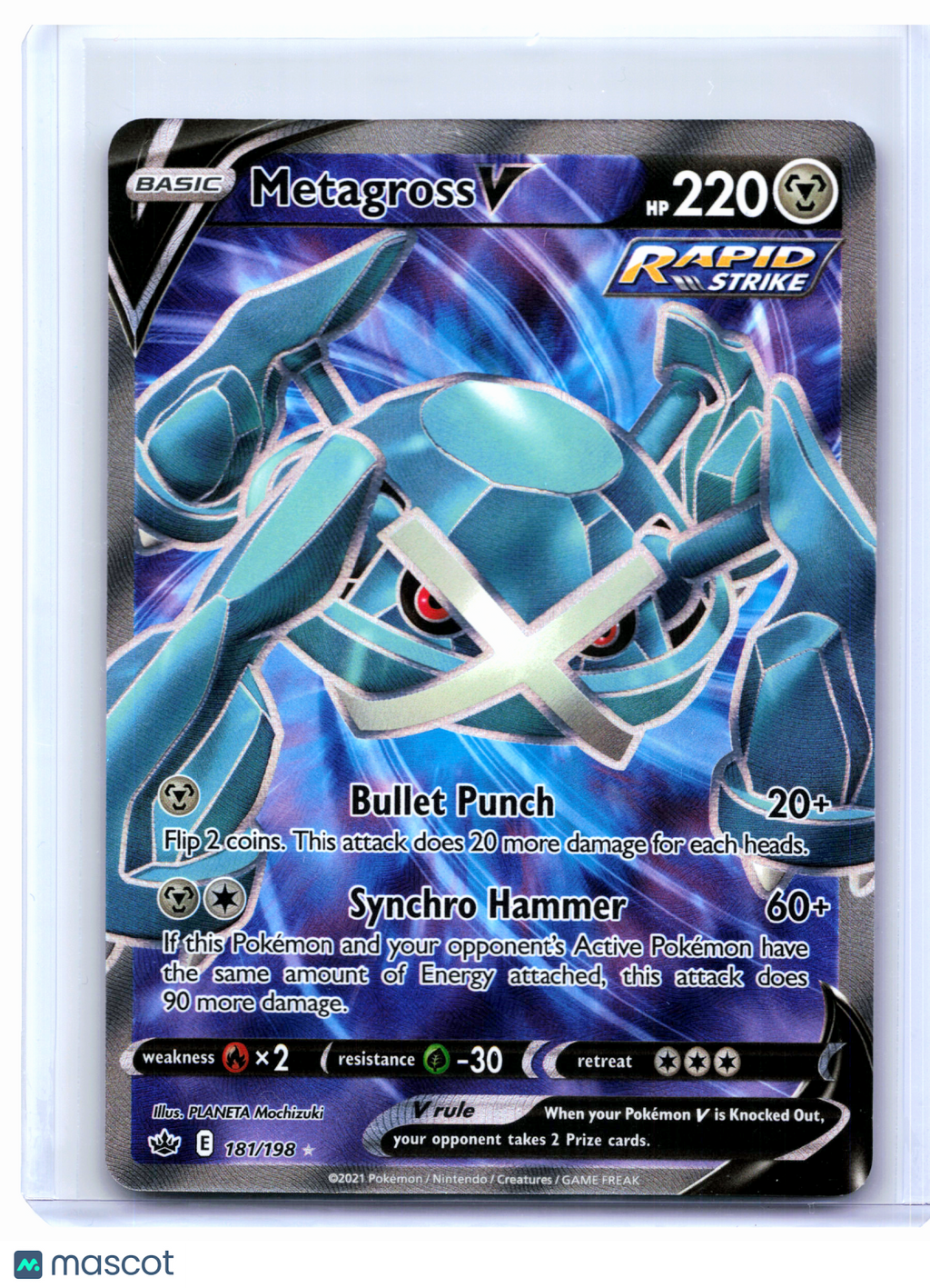 2021 Pokemon—Metagross V #181/198 Chilling Reign—Ultra Rare Holo