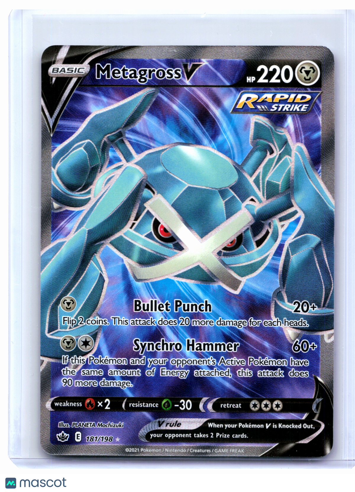 2021 Pokemon—Metagross V #181/198 Chilling Reign—Ultra Rare Holo