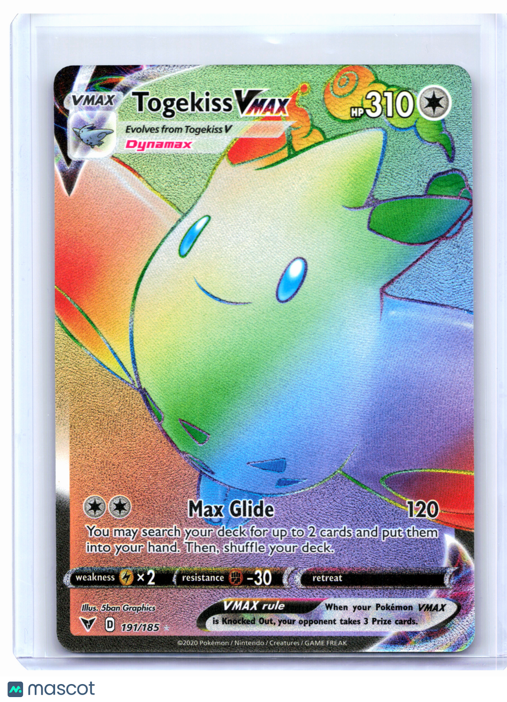 2020 Pokemon—Togekiss VMAX #191/185 Vivid Voltage—Secret Rare Rainbow
