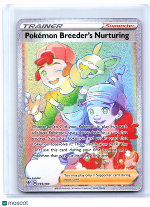 2020 Pokemon—Pokemon Breeder's Nurturing #195/189 DAA—Secret Rare Rainbow