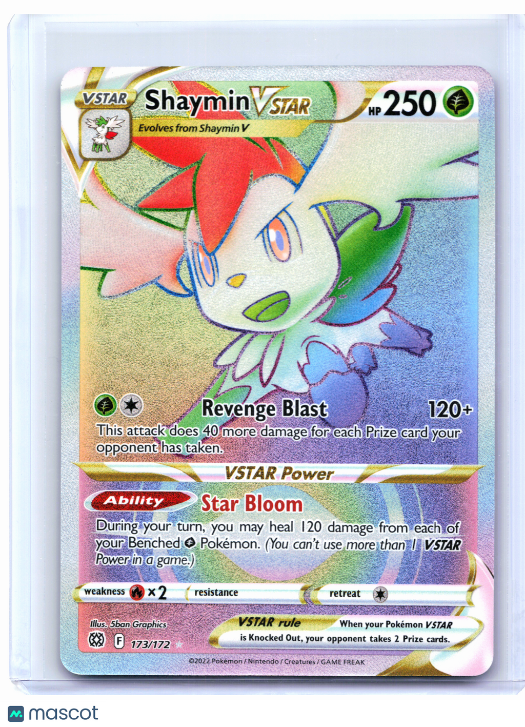 2022 Pokemon—Shaymin VSTAR #173/172 Brilliant Stars—Secret Rare Rainbow