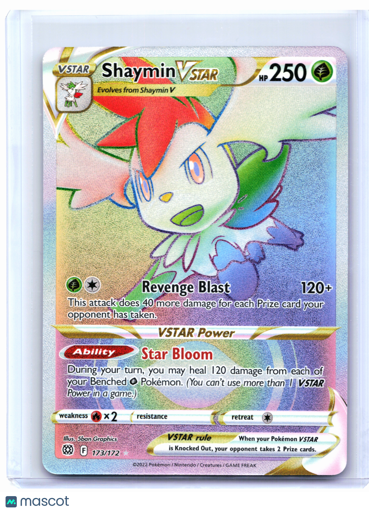 2022 Pokemon—Shaymin VSTAR #173/172 Brilliant Stars—Secret Rare Rainbow