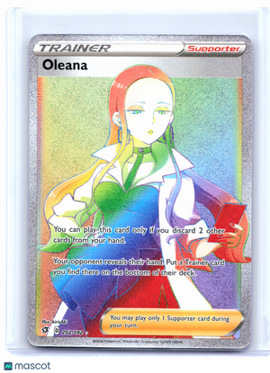 2020 Pokemon—Oleana #202/192 Rebel Clash—Secret Rare Rainbow