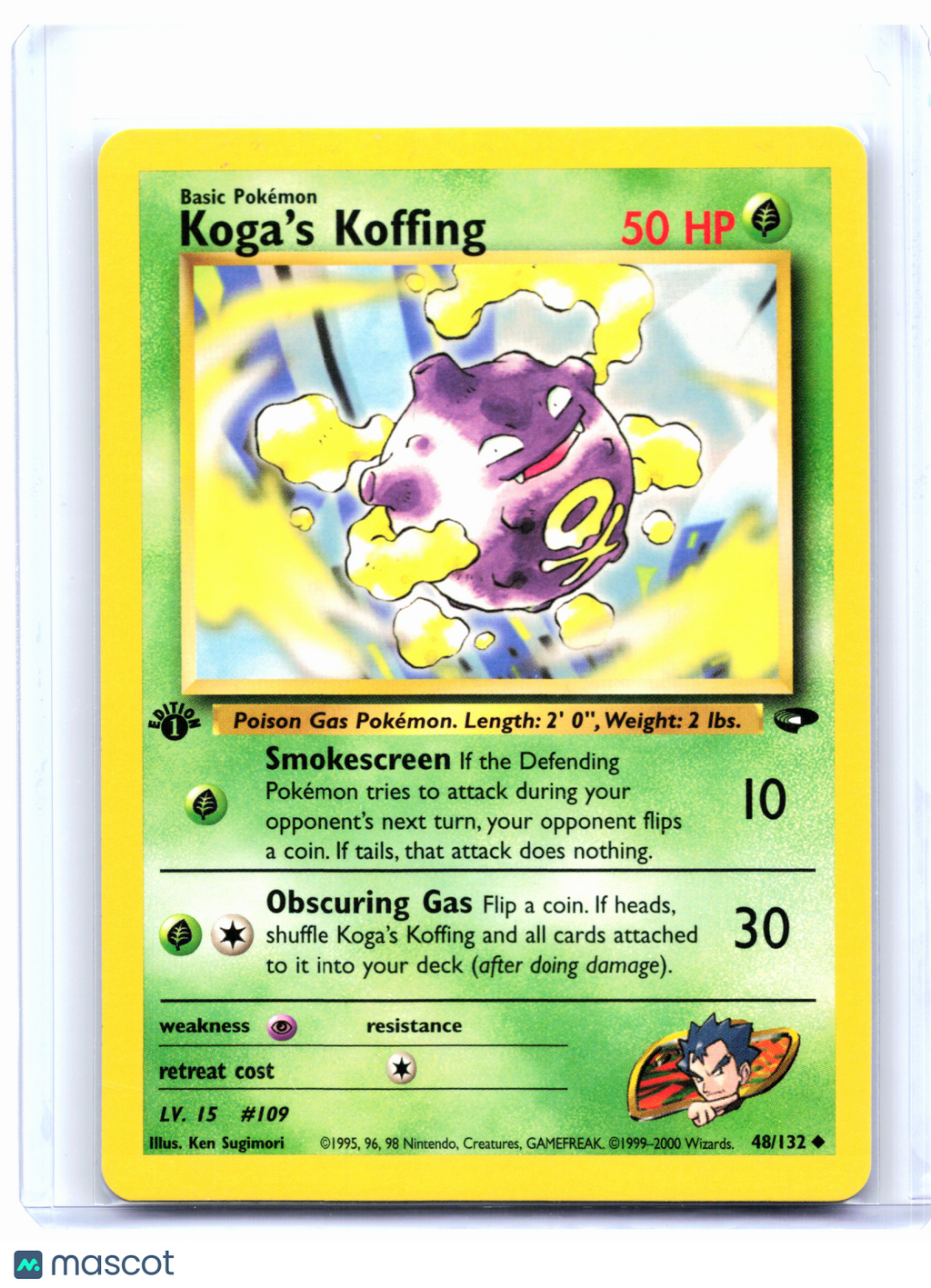 2000 Pokemon—Koga's Koffing #48/132 Gym Challenge—Uncommon Nonholo (1st Edition)