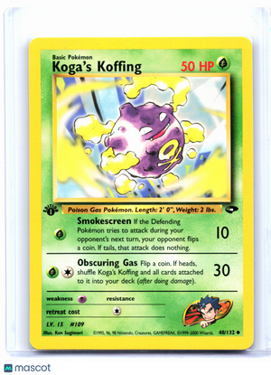 2000 Pokemon—Koga's Koffing #48/132 Gym Challenge—Uncommon Nonholo (1st Edition)