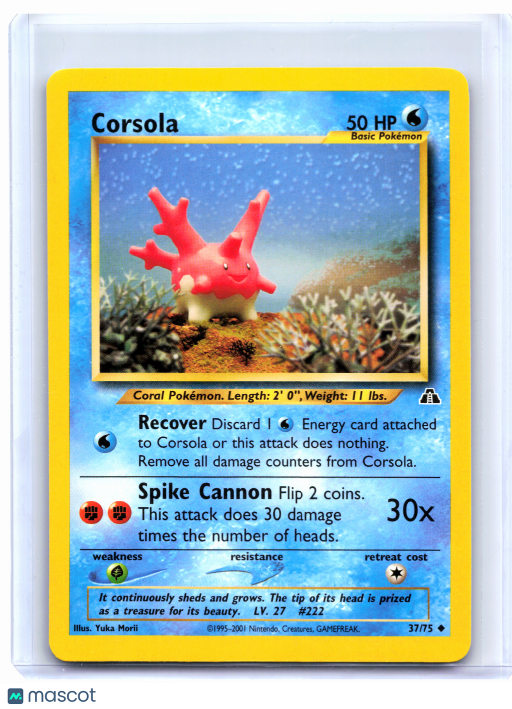 2001 Pokemon—Corsola #37/75 Neo Discovery—Uncommon Nonholo [Lightly Played]