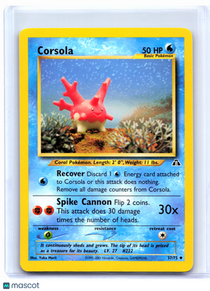 2001 Pokemon—Corsola #37/75 Neo Discovery—Uncommon Nonholo [Lightly Played]