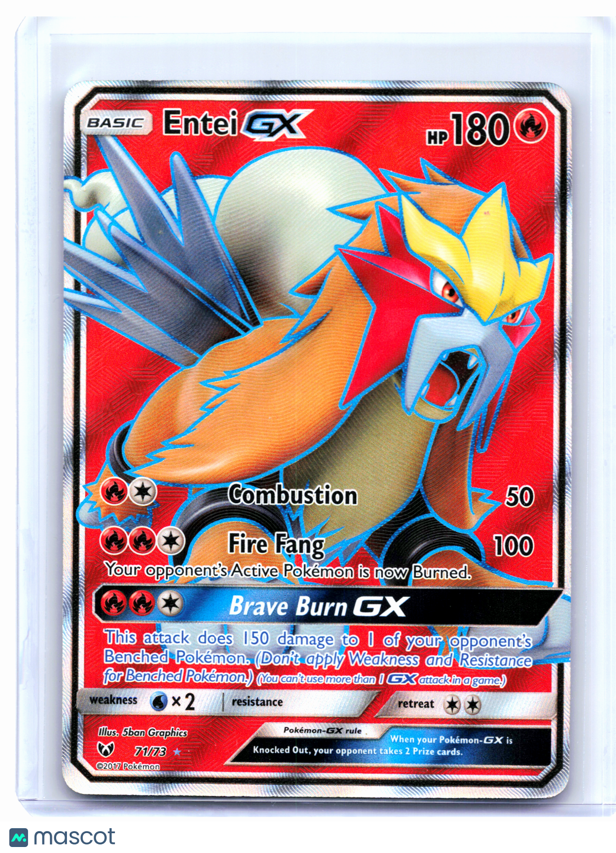 2017 Pokemon—Entei GX #71/73 Shining Legends—Ultra Rare Holo [Moderately Played]