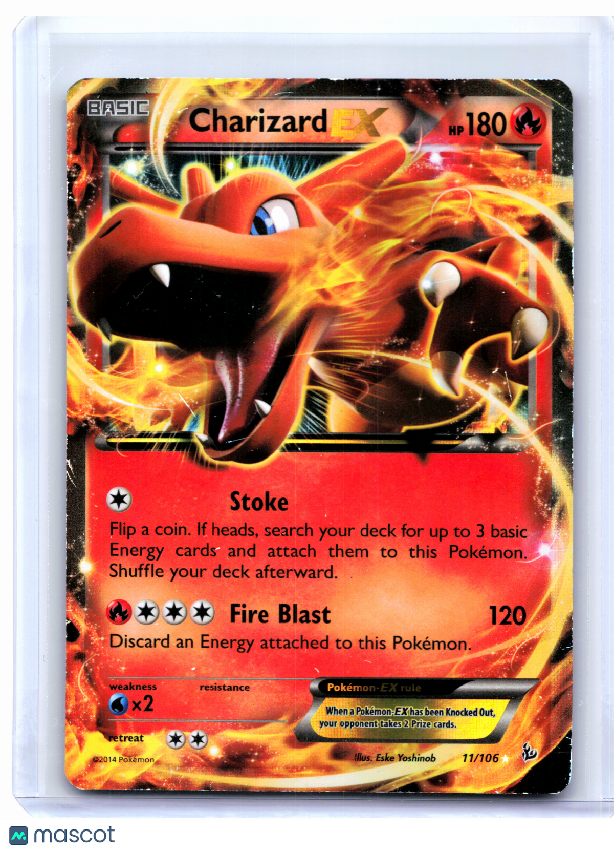 2014 Pokemon—Charizard EX #11/106 Flashfire—Ultra Rare Holo [Heavily Played]