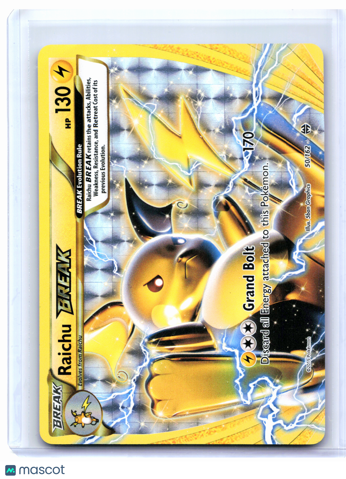 2015 Pokemon—Raichu BREAK #50/162 BREAKthrough—Rare BREAK Holo [MP]