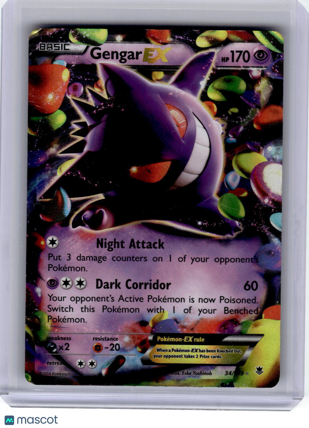 2016 Pokemon—Gengar EX #34/119 Phantom Forces—Ultra Rare Holo [Damaged]