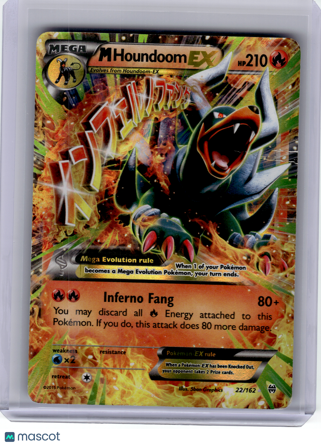 2015 Pokemon—M Houndoom EX #22/162 BREAKthrough—Ultra Rare Holo [Damaged]