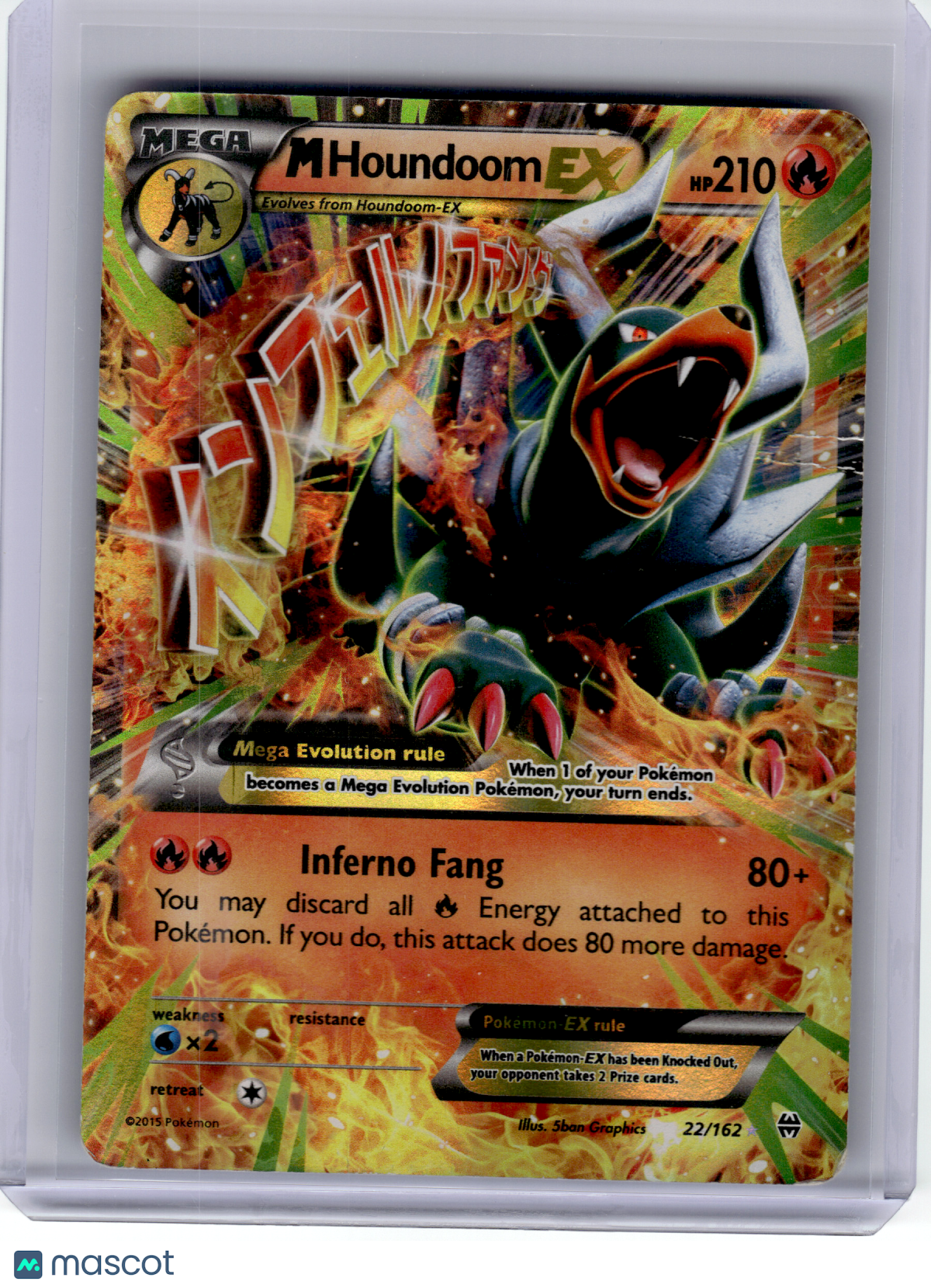 2015 Pokemon—M Houndoom EX #22/162 BREAKthrough—Ultra Rare Holo [Damaged]