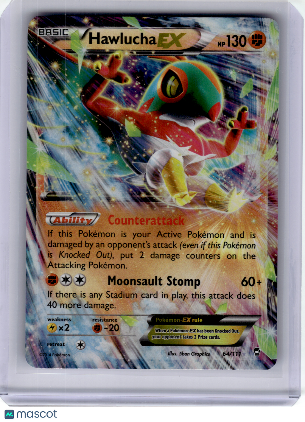 2014 Pokemon—Hawlucha EX #64/111 Furious Fists—Ultra Rare [Moderatly Played]