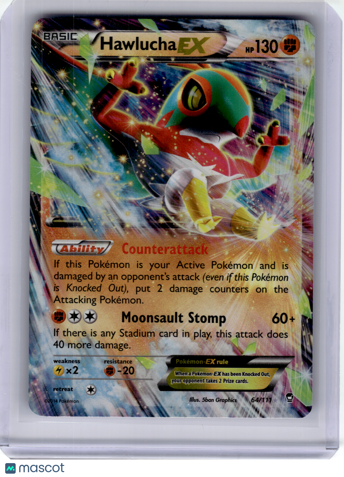 2014 Pokemon—Hawlucha EX #64/111 Furious Fists—Ultra Rare [Moderatly Played]