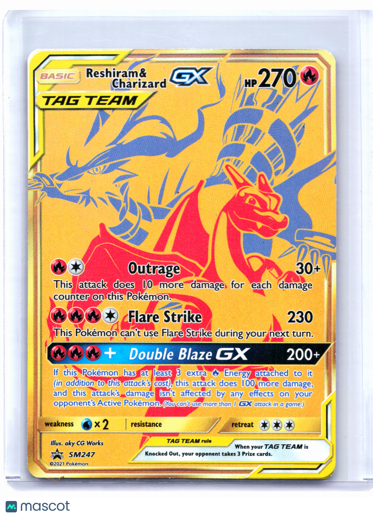 2021 Pokemon—Reshiram & Charizard GX #SM247 SM Promos—Black Star Promo Gold [MP]