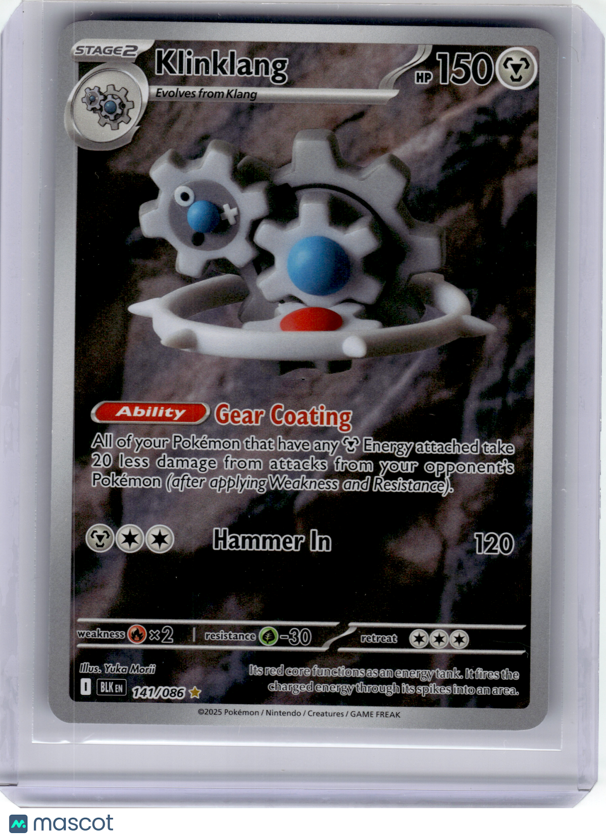 2025 Pokemon—Klinklang #141/86 Black Bolt—Illustration Rare Holo