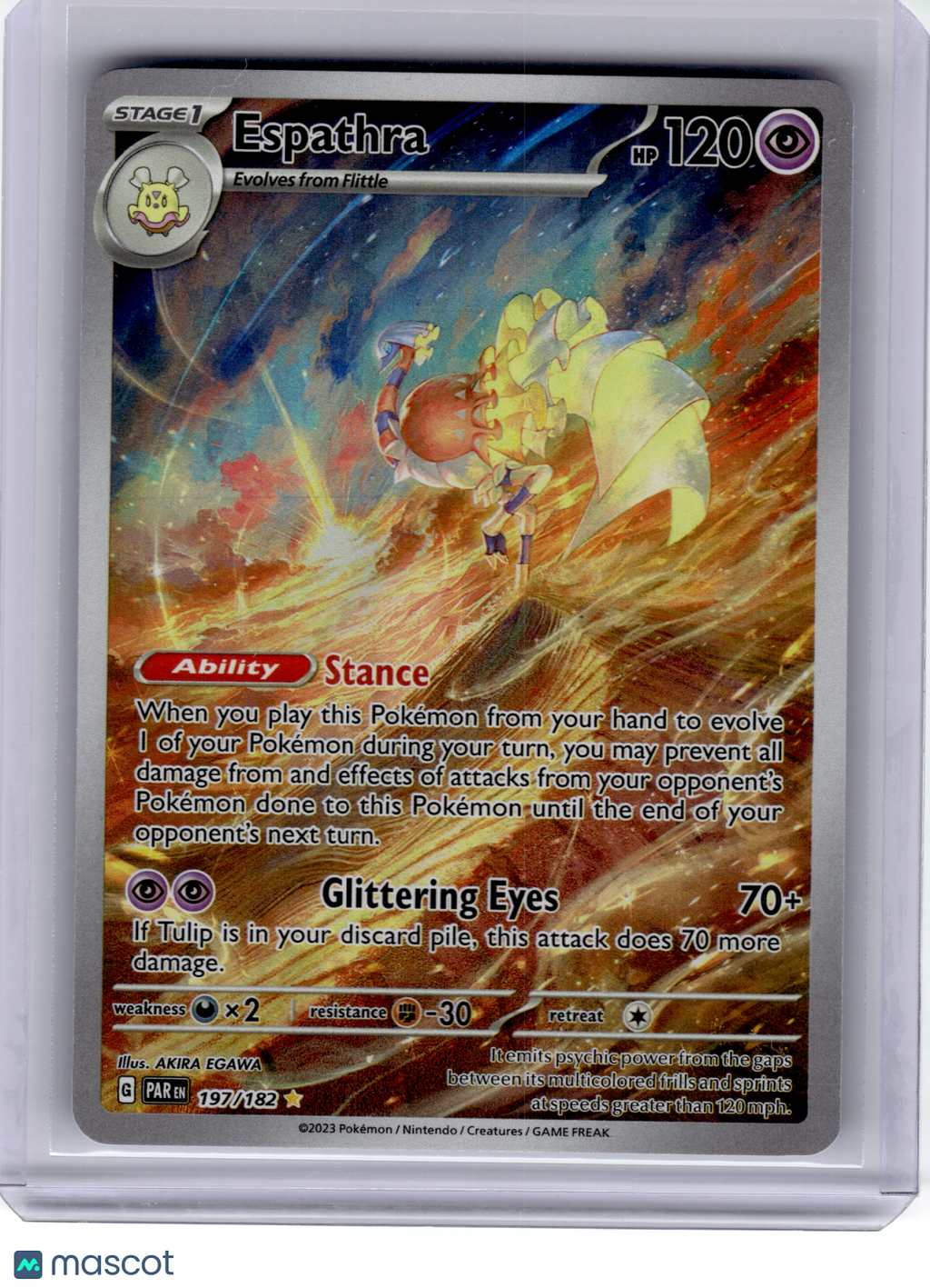 2023 Pokemon—Espathra #197/182 Paradox Rift—Illustration Rare Holo
