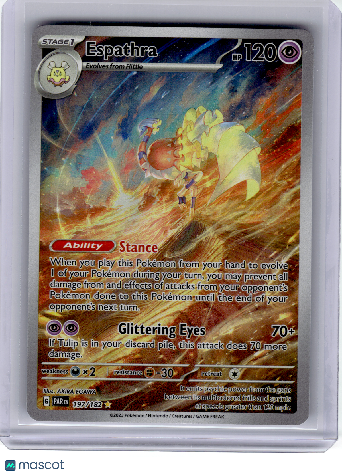 2023 Pokemon—Espathra #197/182 Paradox Rift—Illustration Rare Holo