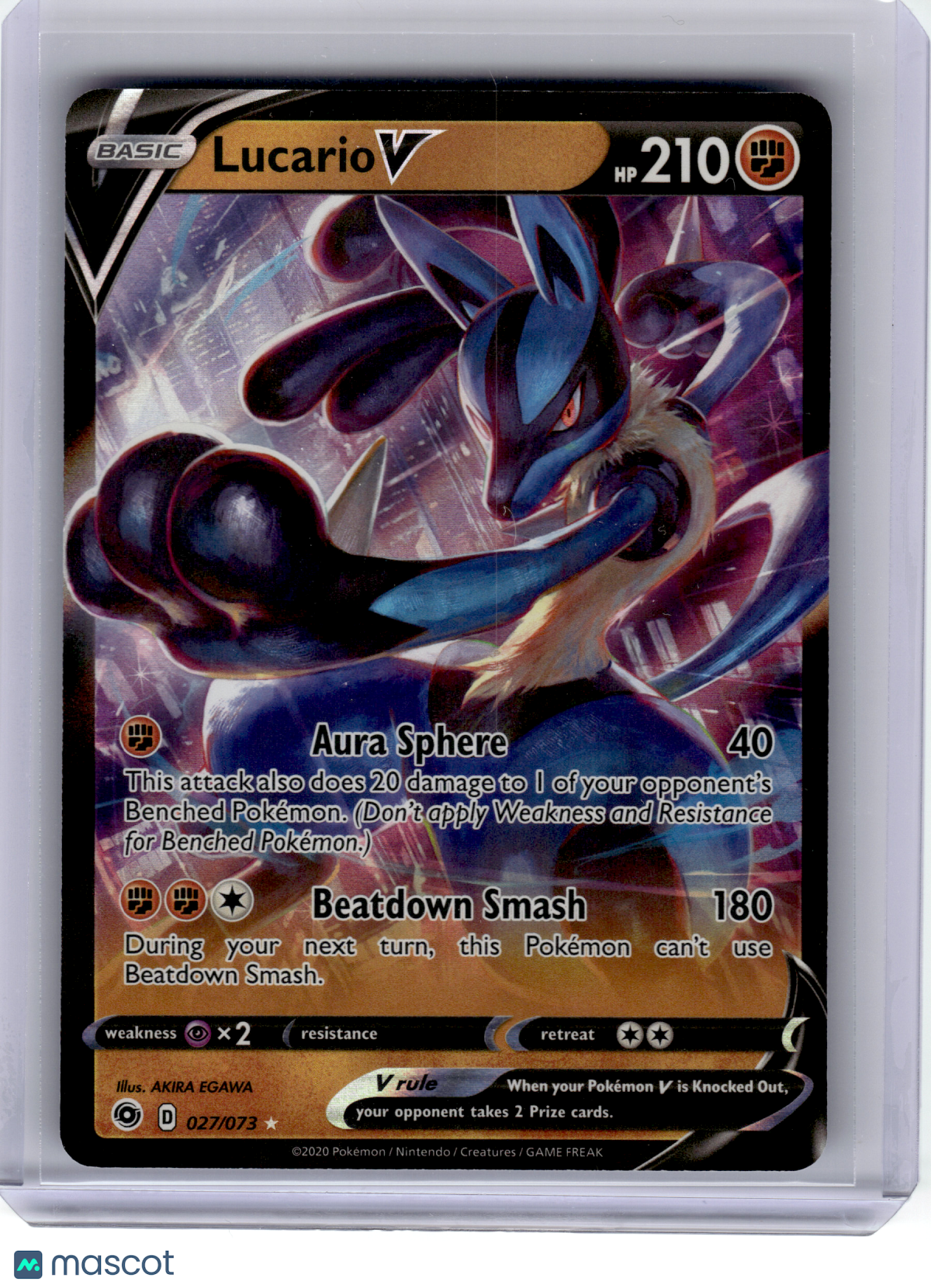 2020 Pokemon—Lucario V #27/73 Champions Path—Ultra Rare Holo
