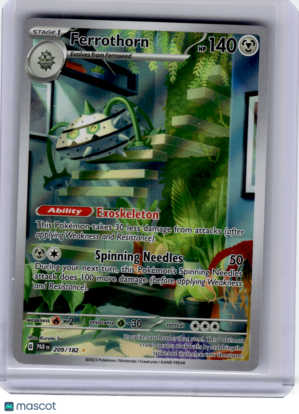 2023 Pokemon—Ferrothorn #209/182 Paradox Rift—Illustration Rare Holo